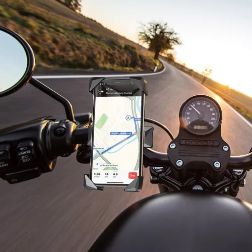 HOCO univerzális kerékpárra / motorkerékpárra szerelhető telefontartó 3,7-6,5"  méretű készülékekhez - fekete