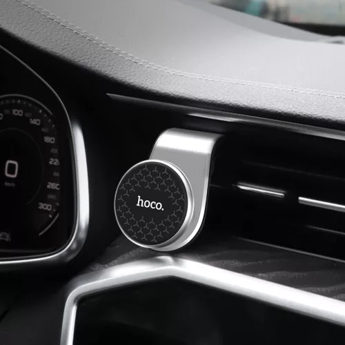 Univerzális szellőzőrácsba illeszthető mágneses PDA/GSM autós tartó - HOCO CA59 Strong Magnetic Holder - ezüst
