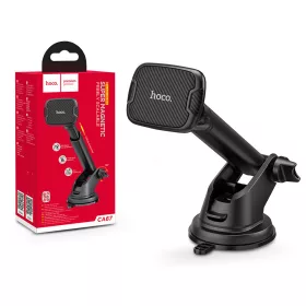   Univerzális műszerfalra/szélvédőre helyezhető mágneses PDA/GSM autós tartó - HOCO CA67 Super Magnetic Car Holder - fekete