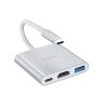 HOCO USB Type-C elosztó HUB - USB 3.0 + HDMI + Type-C PD 2.0 - HOCO HB14 Type-C to 3in1 Adapter - ezüst