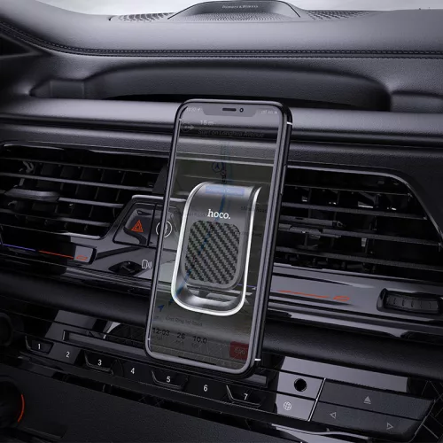 Univerzális szellőzőrácsba illeszthető mágneses PDA/GSM autós tartó - HOCO CA74 Universe Air Outlet Magnetic Car Holder - fekete/ezüst