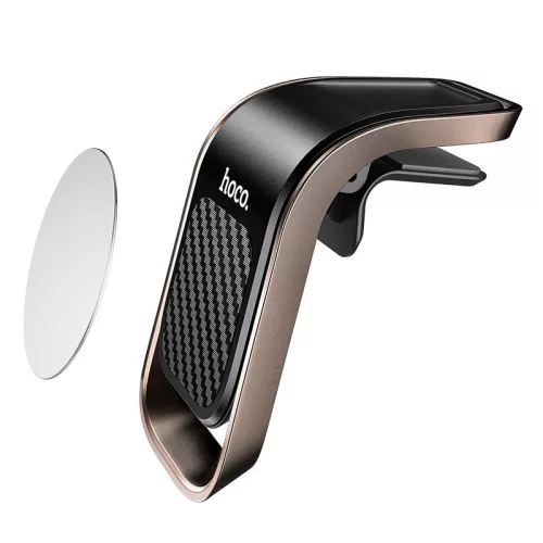 Univerzális szellőzőrácsba illeszthető mágneses PDA/GSM autós tartó - HOCO CA74 Universe Air Outlet Magnetic Car Holder - fekete/ezüst