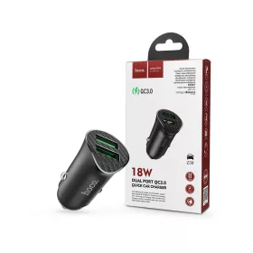   HOCO 2xUSB szivargyújtó töltő adapter - HOCO Z39 Dual Port QC3.0 Quick Car      Charger - 18W - fekete