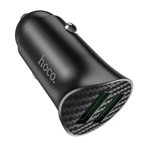HOCO 2xUSB szivargyújtó töltő adapter - HOCO Z39 Dual Port QC3.0 Quick Car      Charger - 18W - fekete