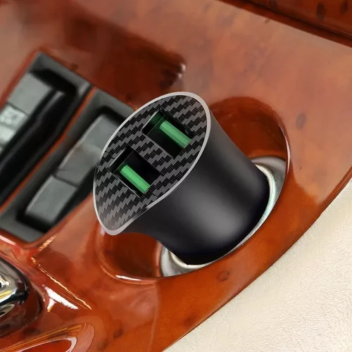 HOCO 2xUSB szivargyújtó töltő adapter - HOCO Z39 Dual Port QC3.0 Quick Car      Charger - 18W - fekete