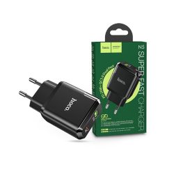   HOCO hálózati töltő adapter Type-C + USB bemenettel - 20W - HOCO N5 Super Fast  Charger PD3.0 + QC3.0 - fekete