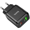 HOCO hálózati töltő adapter Type-C + USB bemenettel - 20W - HOCO N5 Super Fast  Charger PD3.0 + QC3.0 - fekete