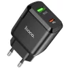 HOCO hálózati töltő adapter Type-C + USB bemenettel - 20W - HOCO N5 Super Fast  Charger PD3.0 + QC3.0 - fekete