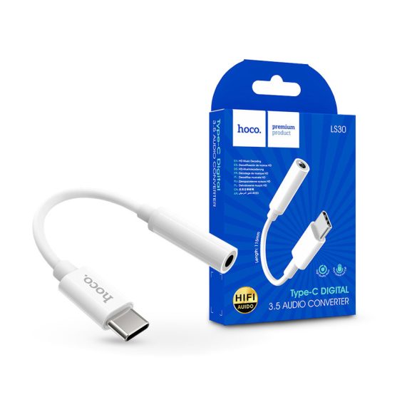 HOCO USB Type-C - 3.5 mm jack adapter - HOCO LS30 Type-C Digital 3.5 Audio      Converter - fehér