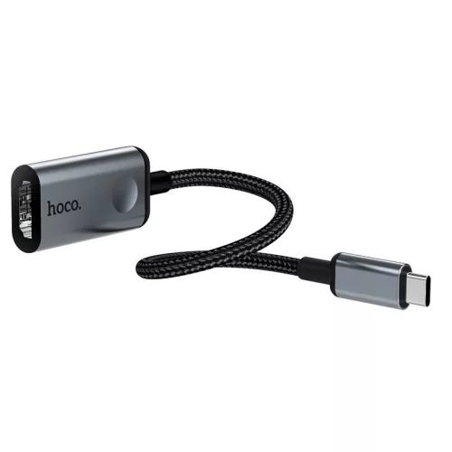 HOCO Type-C - HDMI konverter 15 cm-es vezetékkel - HOCO HB21 Type-C to HDMI     Converter 4K HD - fekete