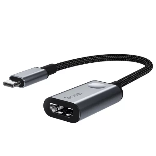 HOCO Type-C - HDMI konverter 15 cm-es vezetékkel - HOCO HB21 Type-C to HDMI     Converter 4K HD - fekete