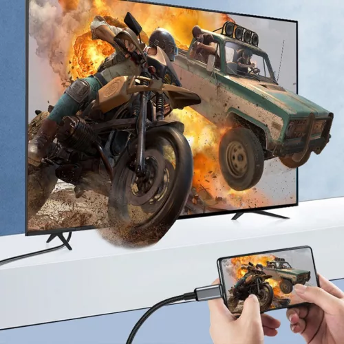 HOCO Type-C - HDMI konverter 15 cm-es vezetékkel - HOCO HB21 Type-C to HDMI     Converter 4K HD - fekete