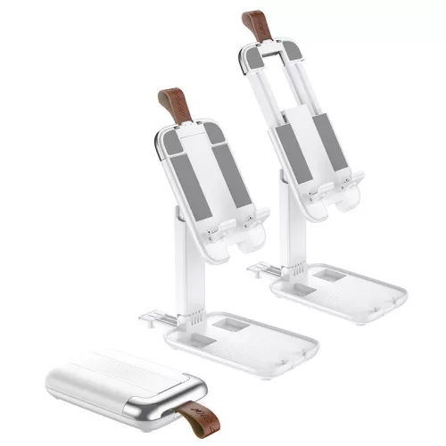 HOCO univerzális asztali telefon/tablet tartó 4,7-14" méretű készülékhez - HOCO S28 Folding Desktop Stand - fehér