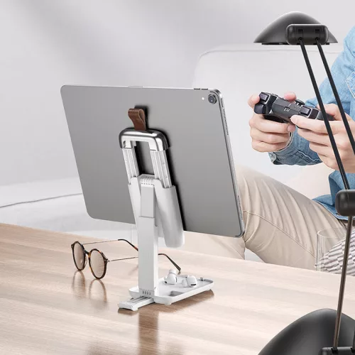 HOCO univerzális asztali telefon/tablet tartó 4,7-14" méretű készülékhez - HOCO S28 Folding Desktop Stand - fehér