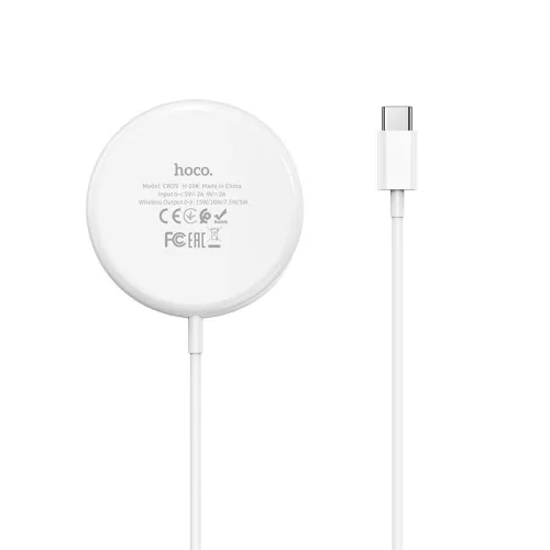 HOCO Qi univerzális vezeték nélküli töltő állomás - 15W - HOCO CW29 Magnetic    MagSafe Fast Charger - fehér