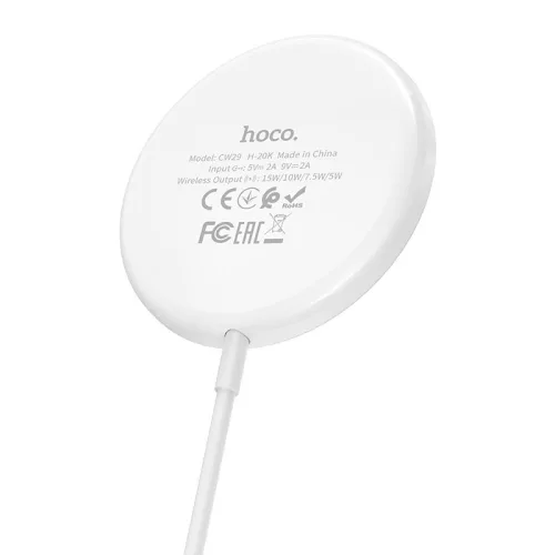 HOCO Qi univerzális vezeték nélküli töltő állomás - 15W - HOCO CW29 Magnetic    MagSafe Fast Charger - fehér