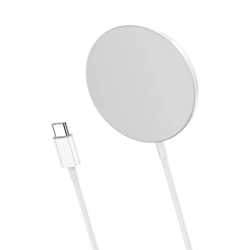 HOCO Qi univerzális vezeték nélküli töltő állomás - 15W - HOCO CW29 Magnetic    MagSafe Fast Charger - fehér