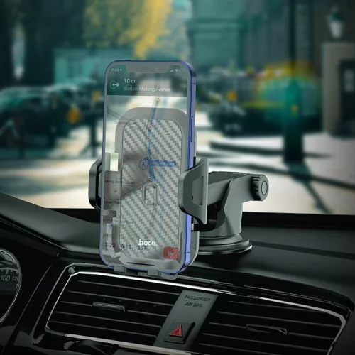 Univerzális műszerfalra/szélvédőre helyezhető PDA/GSM autós tartó 4,5-6,5"      méretű készülékhez - HOCO CA76 Touareg Car Holder - fekete