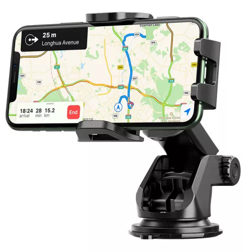 Univerzális műszerfalra/szélvédőre helyezhető PDA/GSM autós tartó 4,5-6,5"      méretű készülékhez - HOCO CA76 Touareg Car Holder - fekete