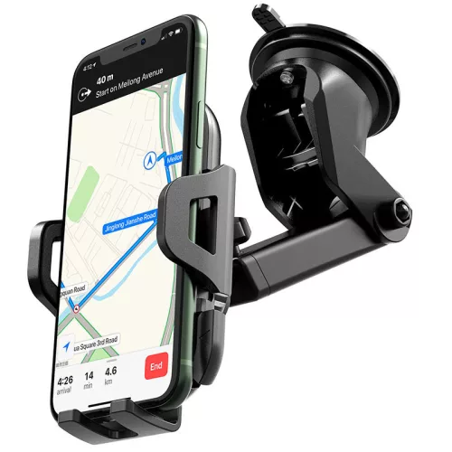 Univerzális műszerfalra/szélvédőre helyezhető PDA/GSM autós tartó 4,5-6,5"      méretű készülékhez - HOCO CA76 Touareg Car Holder - fekete