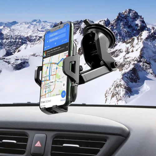 Univerzális műszerfalra/szélvédőre helyezhető PDA/GSM autós tartó 4,5-6,5"      méretű készülékhez - HOCO CA76 Touareg Car Holder - fekete