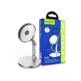   HOCO univerzális asztali telefontartó mágneses vezeték nélküli töltőhöz - HOCO  PH39 Alloy Desktop Stand for Magnetic Charger - ezüst