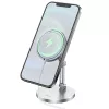 HOCO univerzális asztali telefontartó mágneses vezeték nélküli töltőhöz - HOCO  PH39 Alloy Desktop Stand for Magnetic Charger - ezüst