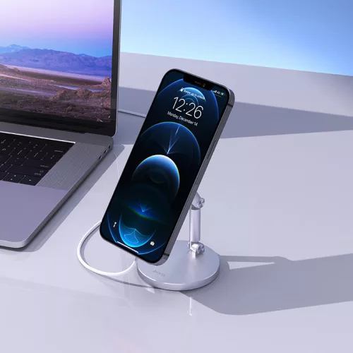 HOCO univerzális asztali telefontartó mágneses vezeték nélküli töltőhöz - HOCO  PH39 Alloy Desktop Stand for Magnetic Charger - ezüst