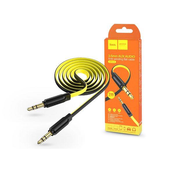 HOCO 3,5 - 3,5 mm jack audio kábel 2 m-es lapos vezetékkel - HOCO UPA16 Aux Audio Cable - fekete/sárga