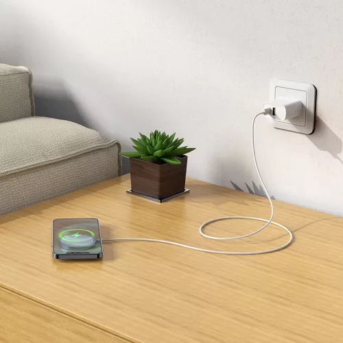 HOCO Qi univerzális vezeték nélküli töltő állomás - 15W - HOCO CW30 Pro MagneticWireless Fast Charger - ezüst