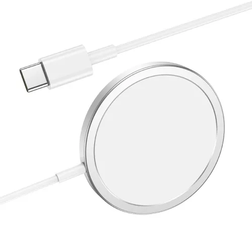HOCO Qi univerzális vezeték nélküli töltő állomás - 15W - HOCO CW30 Pro MagneticWireless Fast Charger - ezüst
