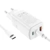 HOCO hálózati töltő adapter 2xType-C + USB bemenettel + Type-C - Type-C kábel - 65W - HOCO N16 GaN Fast Charging PD3.0 + QC3.0 - fehér
