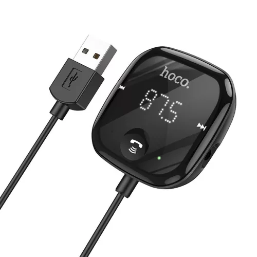HOCO Bluetooth FM-transmitter/autós kihangosító - USB + MP3 + AUX + kártyaolvasó- Hoco E65 Wireless FM-Transmitter - fekete