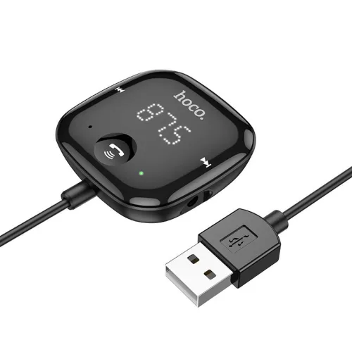 HOCO Bluetooth FM-transmitter/autós kihangosító - USB + MP3 + AUX + kártyaolvasó- Hoco E65 Wireless FM-Transmitter - fekete