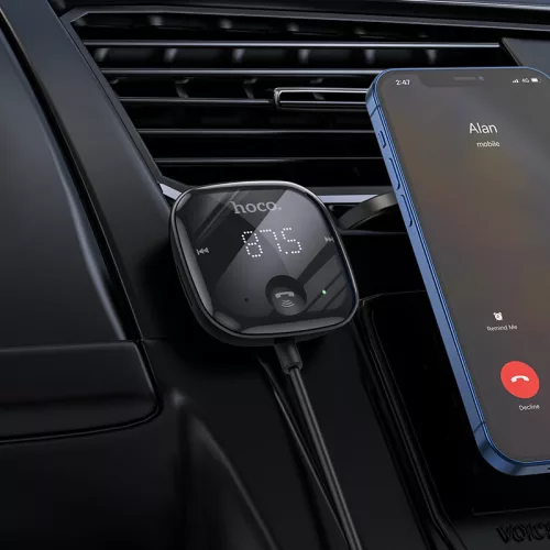 HOCO Bluetooth FM-transmitter/autós kihangosító - USB + MP3 + AUX + kártyaolvasó- Hoco E65 Wireless FM-Transmitter - fekete