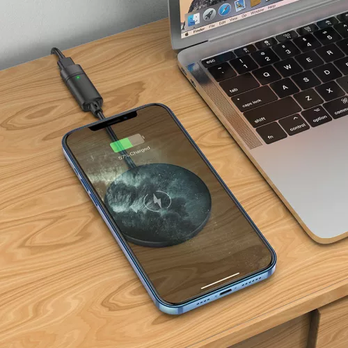 HOCO Qi univerzális vezeték nélküli töltő állomás - 15W - HOCO CW31 Magnetic    MagSafe Fast Charger - fekete
