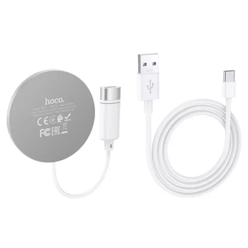 HOCO Qi univerzális vezeték nélküli töltő állomás - 15W - HOCO CW31 Magnetic    MagSafe Fast Charger - fehér