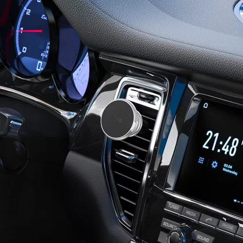 Univerzális szellőzőrácsba illeszthető mágneses PDA/GSM autós tartó - HOCO CA88 Metal Magnetic Car Holder - ezüst/fekete
