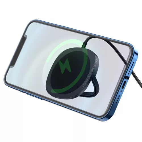 HOCO Qi univerzális vezeték nélküli töltő állomás telefontartó funkcióval - 15W - HOCO CW35Holder MagSafe Fast Charger - fekete