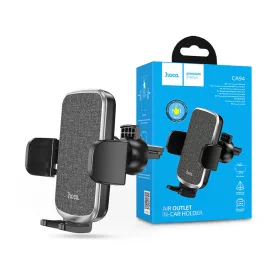   Univerzális szellőzőrácsba illeszthető PDA/GSM autós tartó 4,5-6,7" méretű      készülékekhez - HOCO CA94 Air Outlet In-Car Holder - fekete/szürke