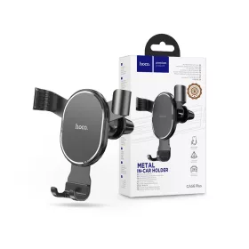   Univerzális szellőzőrácsba illeszthető PDA/GSM autós tartó 4,5-6,7" méretű      készülékekhez - HOCO CA56 Plus Metal In-Car Holder - fekete