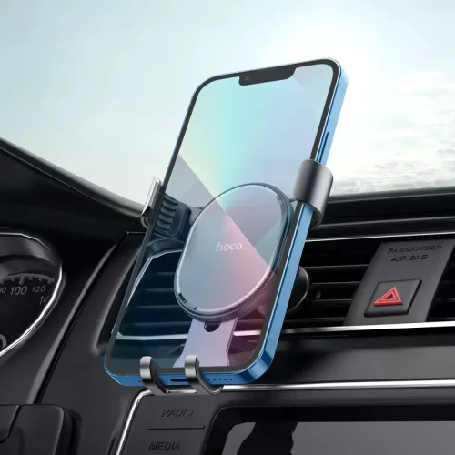 Univerzális szellőzőrácsba illeszthető PDA/GSM autós tartó 4,5-6,7" méretű      készülékekhez - HOCO CA56 Plus Metal In-Car Holder - fekete
