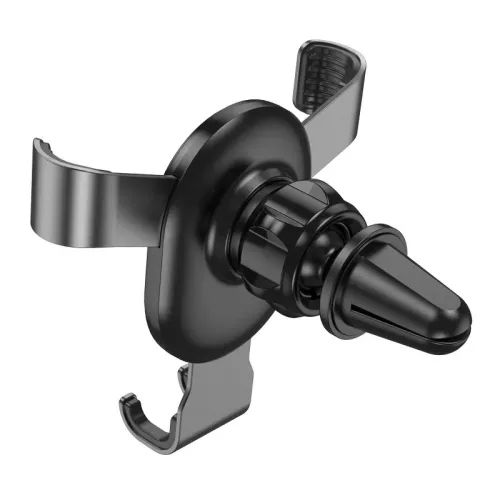 Univerzális szellőzőrácsba illeszthető PDA/GSM autós tartó 4,5-6,7" méretű      készülékekhez - HOCO CA56 Plus Metal In-Car Holder - fekete