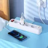 HOCO hálózati elosztó 4 kimenetes tápelosztó aljzattal, 20W Type-C PD3.0 és 18W 2xUSB-A QC3.0 gyorstöltő kimenettel - fehér