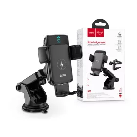   HOCO vezeték nélküli autós tartó/gyorstöltő - 15 W - HOCO S35 Wireless Charging Car Holder - Qi szabványos - fekete