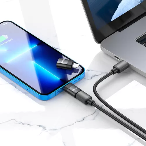 HOCO USB Type-C  - Lightning adapter - HOCO UA17 USB-C To Lightning Adapter - 2A- fekete