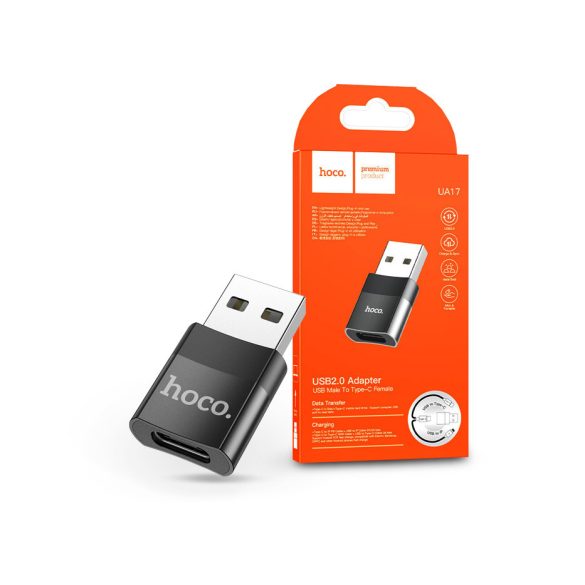 USB Type-C - USB OTG adapter - HOCO UA17 - fekete