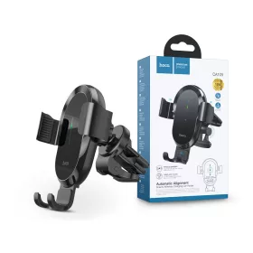   HOCO szellőzőrácsba illeszthető vezeték nélküli autós tartó/gyorstöltő - 15 W - HOCO CA105 Wireless Charging Car Holder - fekete