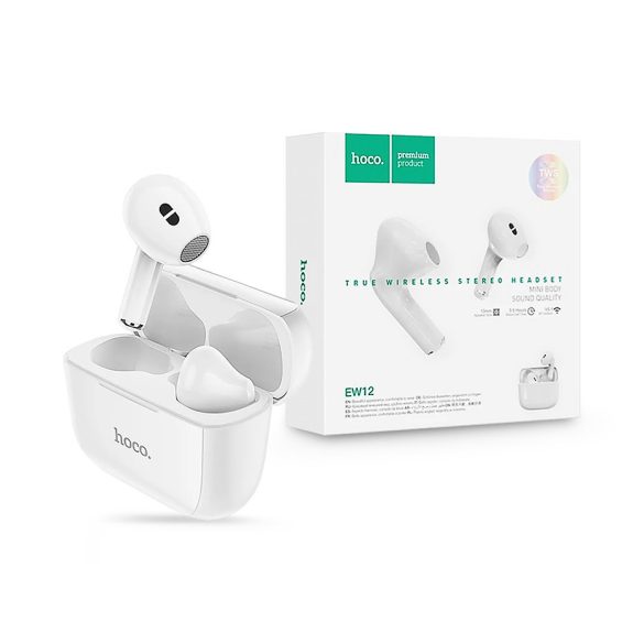 HOCO TWS Bluetooth sztereó headset v5.1 + töltőtok - HOCO EW12 True Wireless    Earphones with Charging Case - fehér