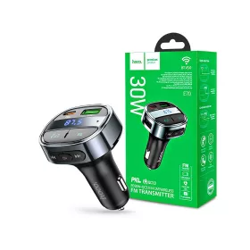   HOCO Bluetooth FM-transmitter/szivargyújtó töltő - 2xUSB + MP3/FLAC + PD30W +   QC 3.0 - HOCO E70 - fekete